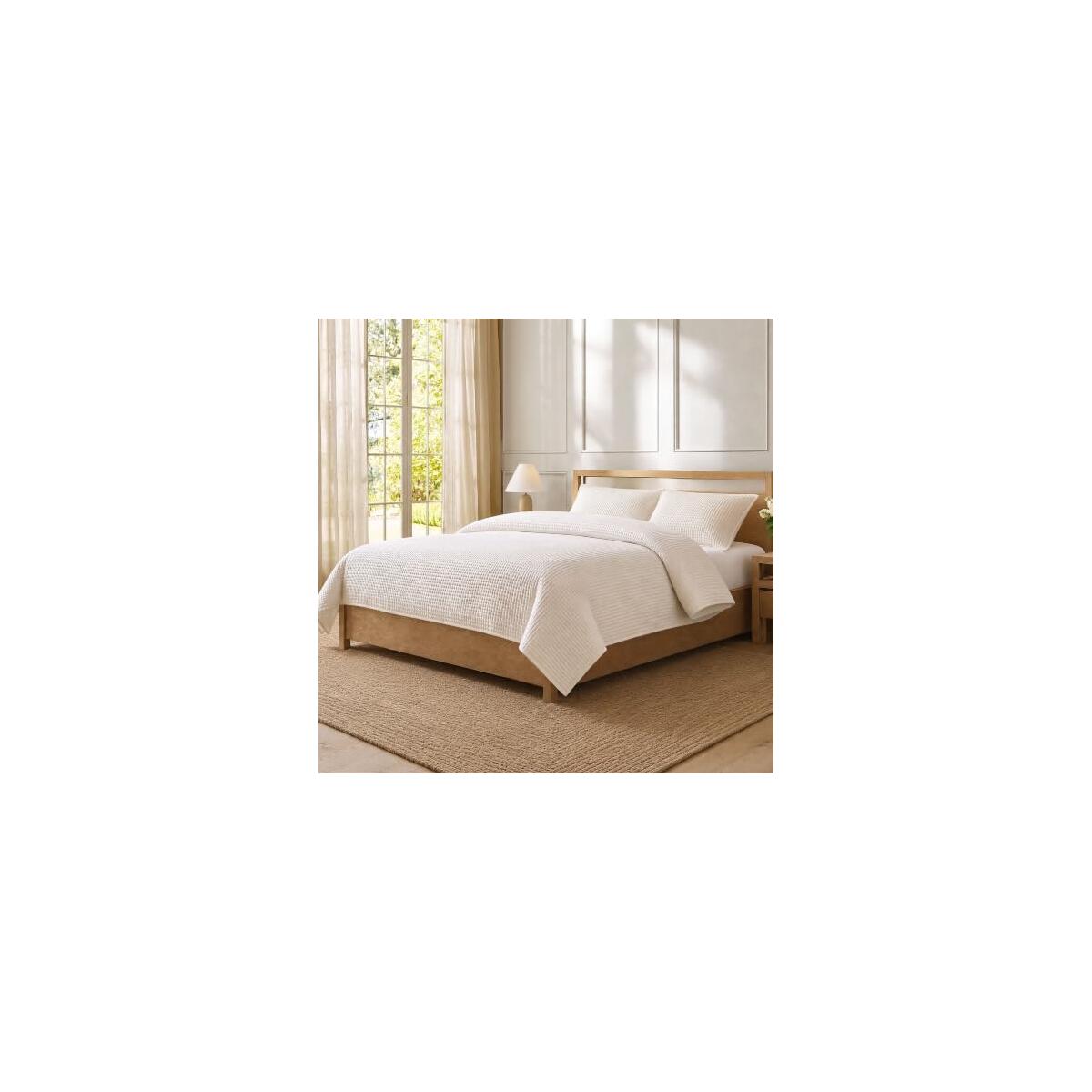 3 Piece Pinsonic Quilt Set &ndash; Lightweight Microfiber Bedspread Coverlet with Pillow Shams, Soft All Season Quilted Bedding Set