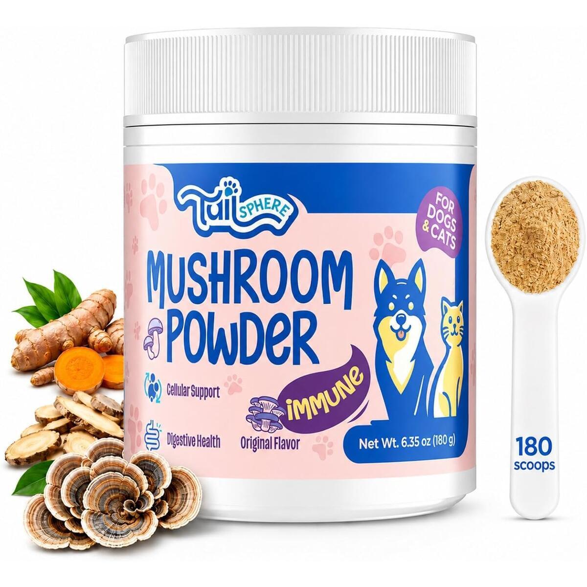 Turkey Tail Mushroom for Dogs & Cats, 14-in-1 Powder, Lumps & Bumps, 180g