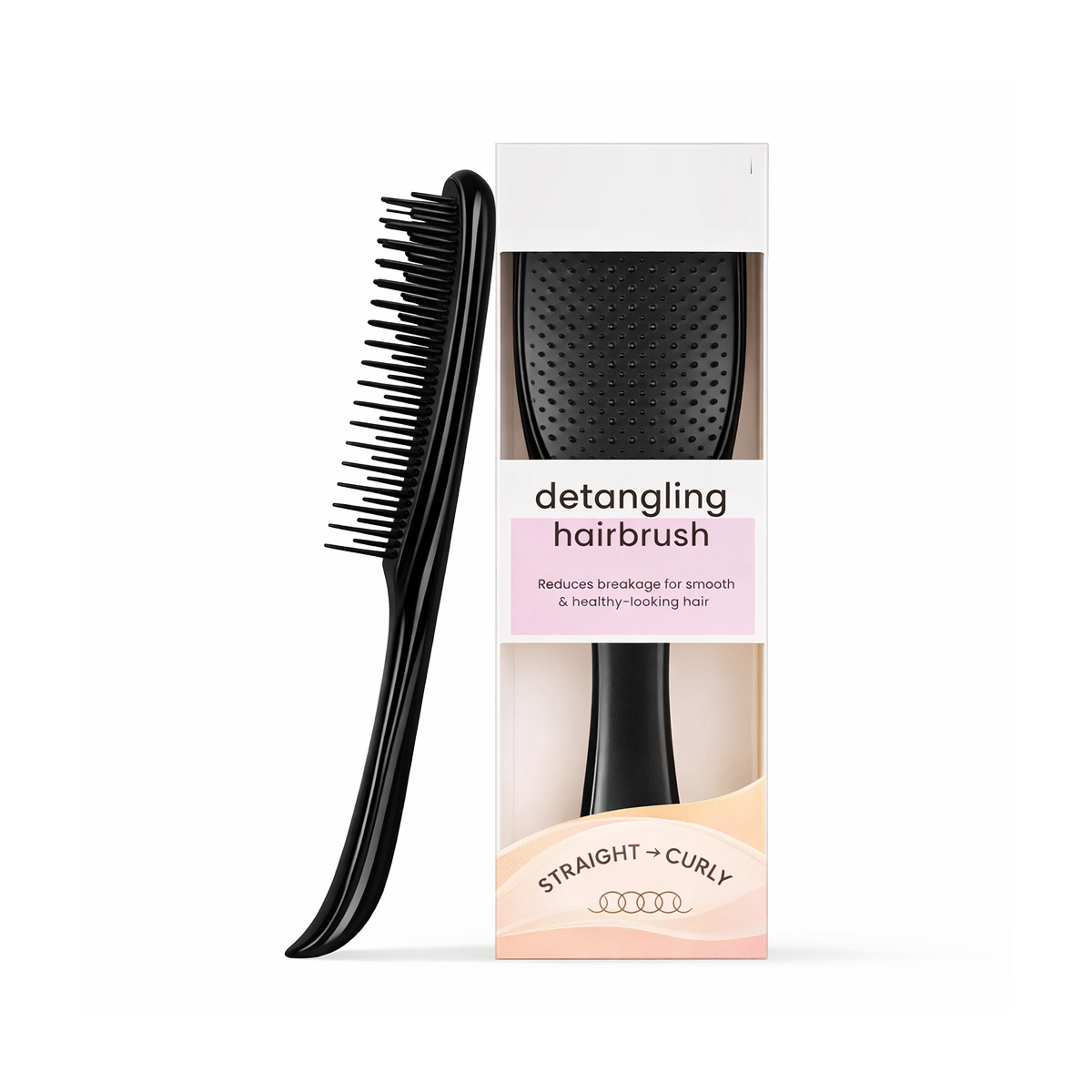 Detangling Hairbrush – Gentle Anti-Breakage Brush for Straight to Curly Hair MS25-G ZZ12