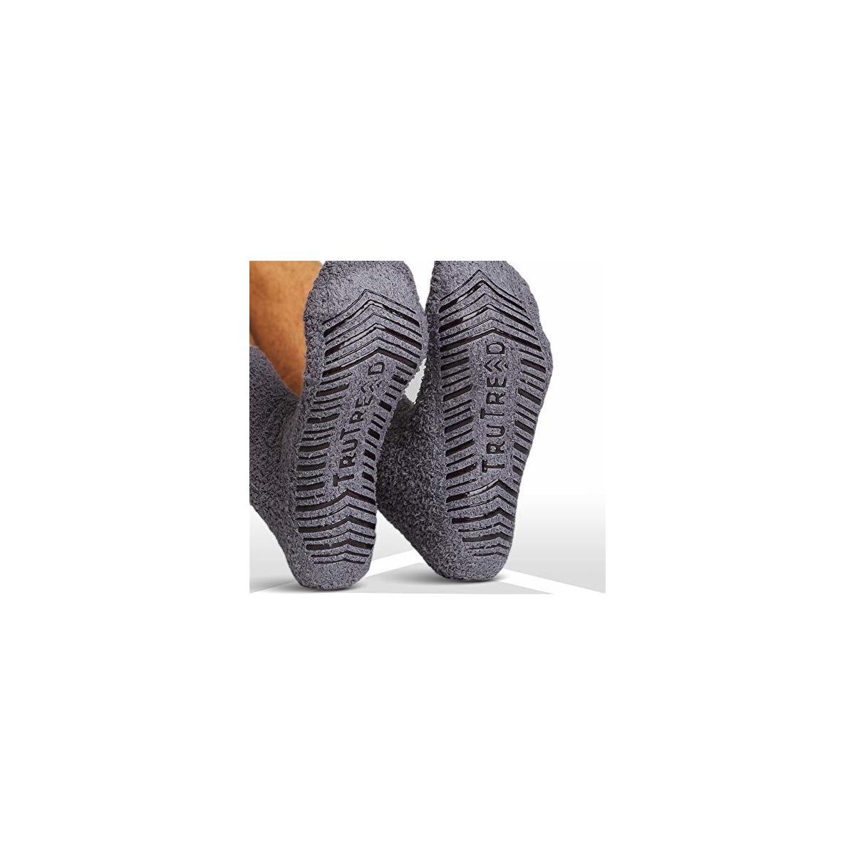 Hospital Socks for Men /& Women Slipper Socks TruTread Fuzzy Non Slip Socks 2-Pairs