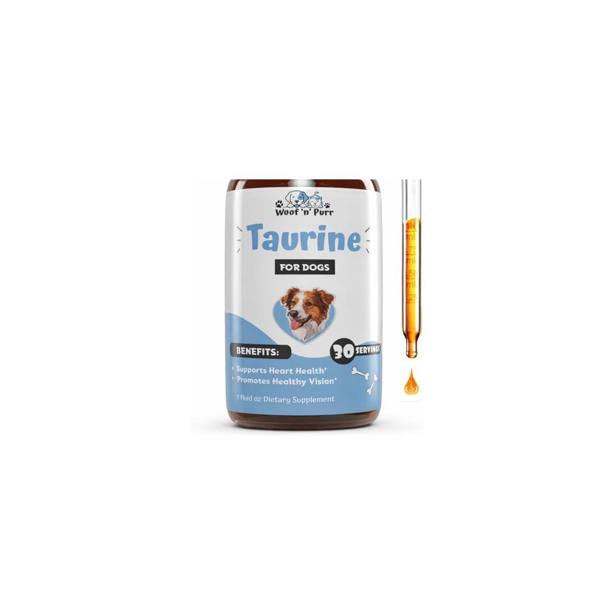 Taurine for Dogs - Taurine Supplement for Dogs - Supports Healthy Vision, Heart, Immune System, & Much More - Dog Heart Supplements - Dog Heart Health - 1 fl oz - Bacon Flavor