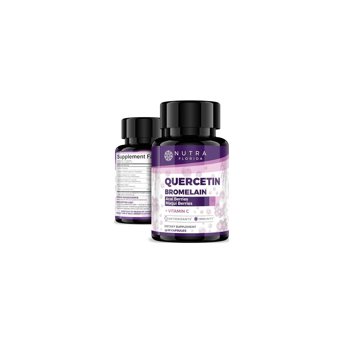 Quercetin with Bromelain Antioxidant Complex with Acai Berry, Maqui Berry & Vitamin C - ! FREE WITH 35% AMAZON COUPON !