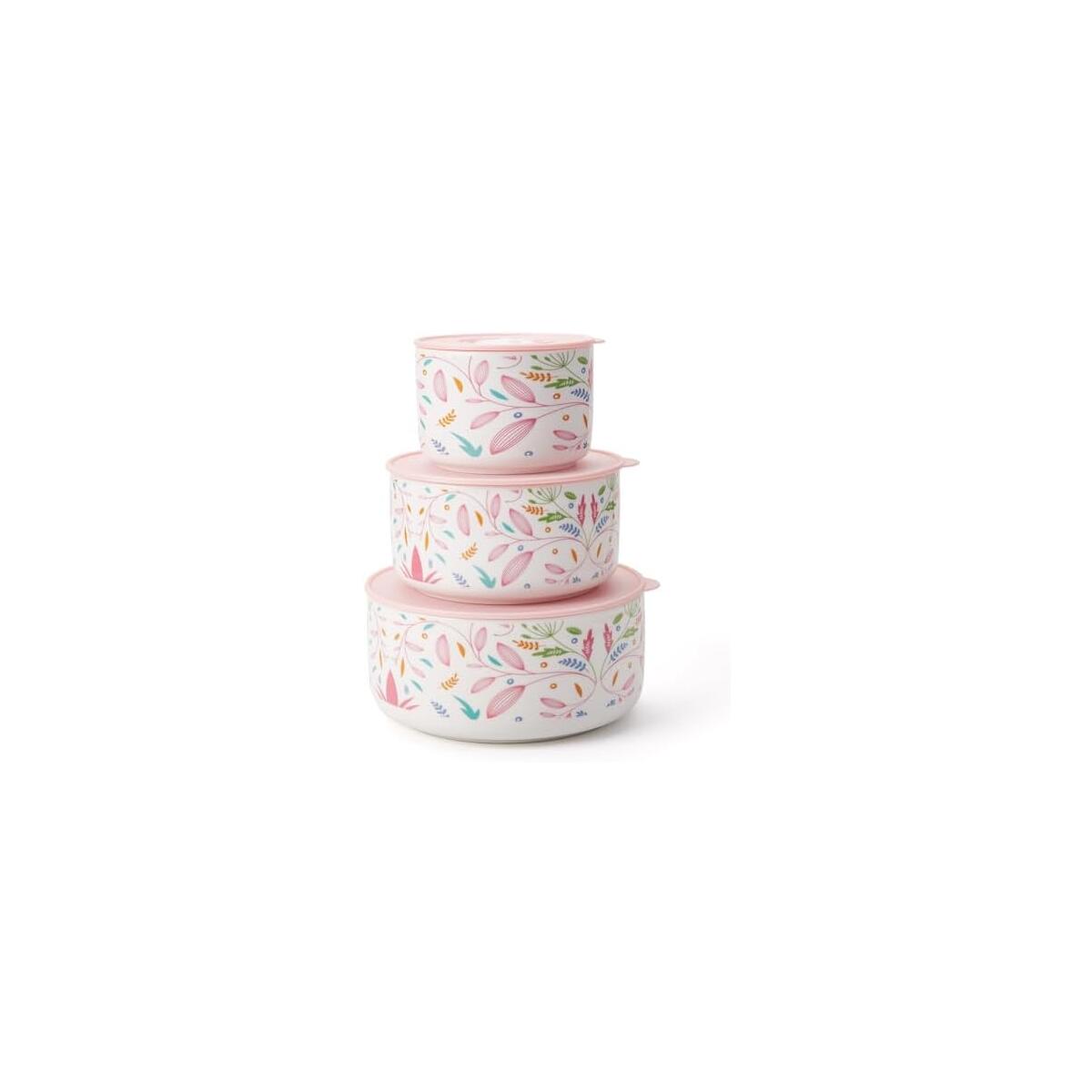 Ceramic Bowls with Lids, 4, 5, 6 Inch Ceramic Nesting Bowls Set for Soup, Salad, Cereal, Serving or Gift, Ceramic Food Storage Container, Microwave & Dishwasher Safe