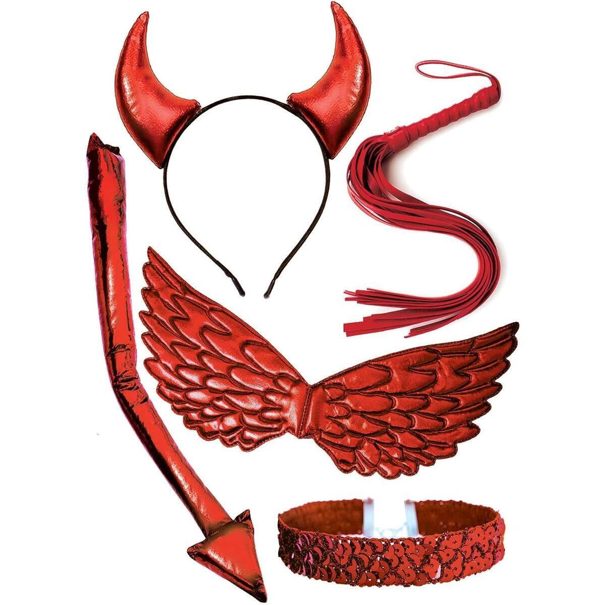 Devil Costume Women Red Devil Accessories Devil Horns and Wings, Demon Tail