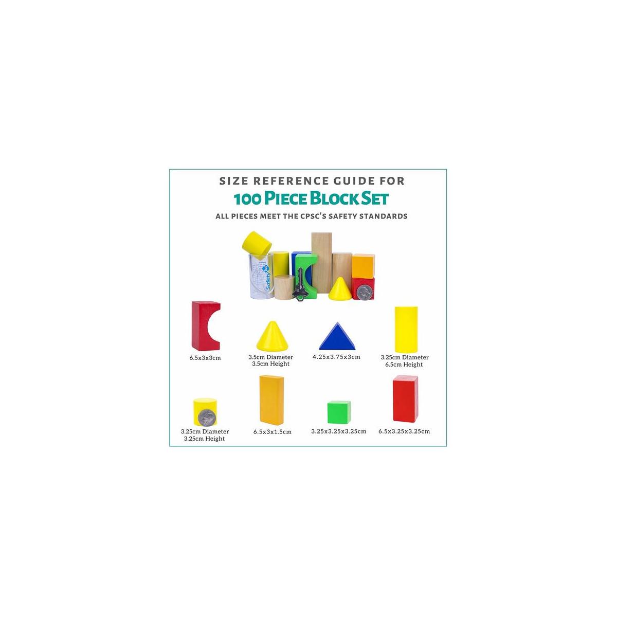 Cubbie Lee Premium Wooden Building Blocks Set 100 Pc For Toddlers ...