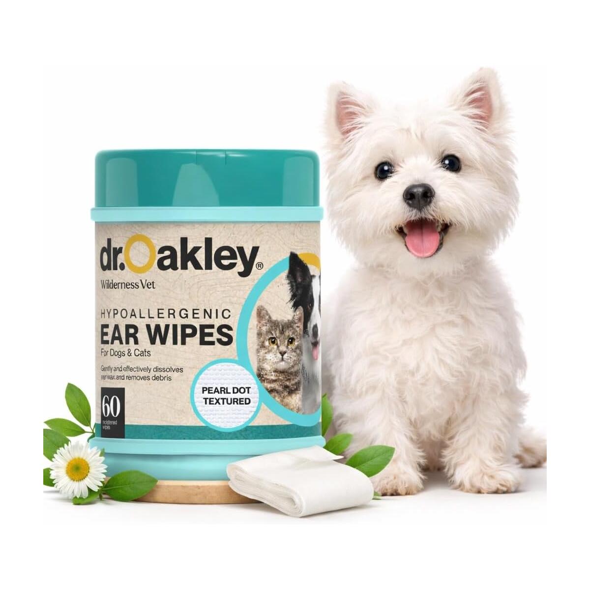 Dr. Oakley Soothing Dog Ear Wipes Cleaner for Dogs & Cats, Dog Ear Wipes for Cleaning
