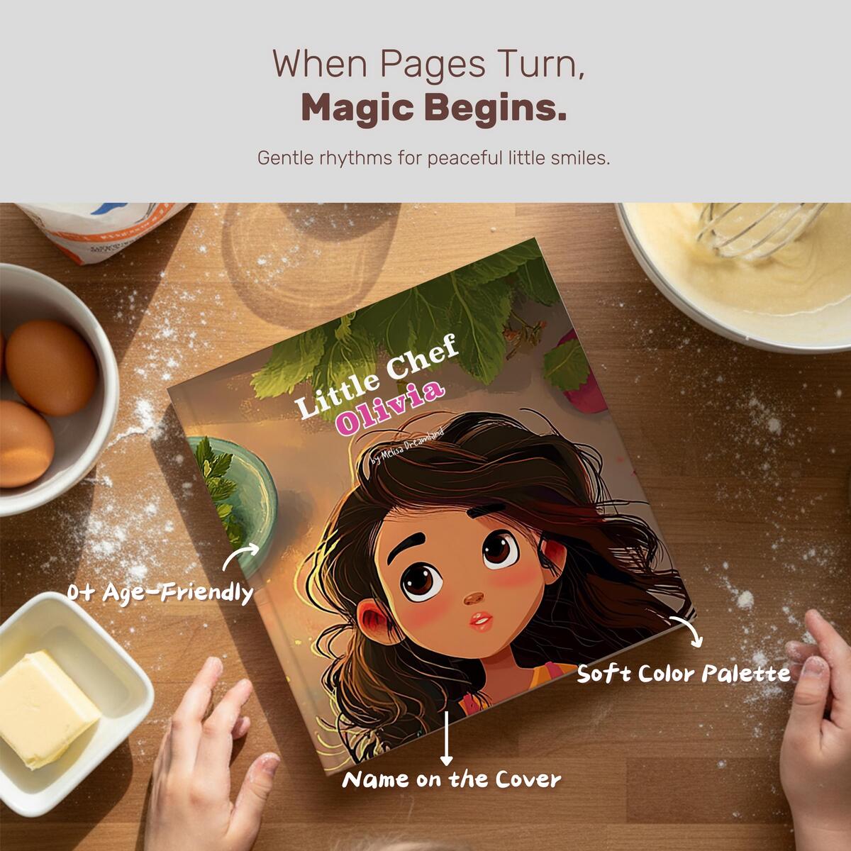 Personalized Girl Chef Storybook, Custom Name Kids Cooking Tale, Keepsake Book Gift for Baby