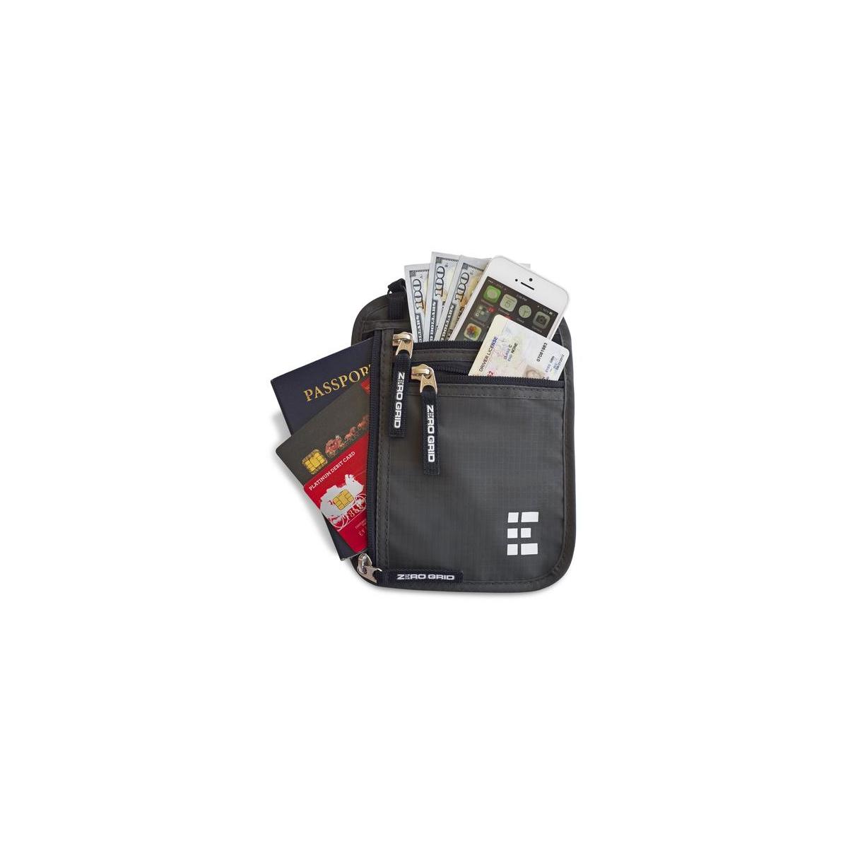 Zero Grid Neck Wallet W/RFID Blocking Concealed Travel Pouch