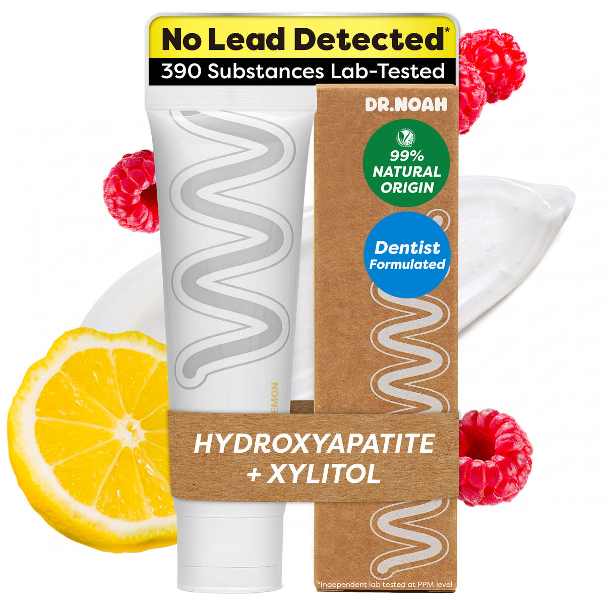 Dr. Noah Lead & Heavy Metal Free Kids & Toddler Toothpaste with Fluoride & Hydroxyapatite | Dentist Formulated | Anti-Cavity & Remineralizing | 390 Substance Safety Tested | Age 1-3+