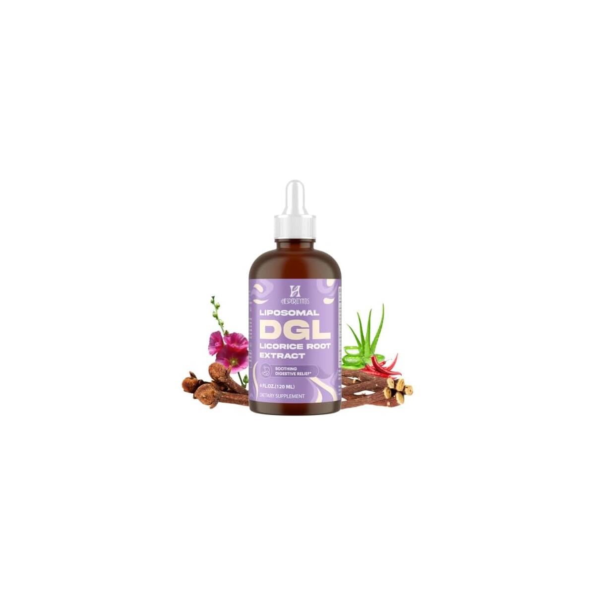 Liposomal DGL Licorice Root Extract, Digestive, Max Absorption, 60 Serving Deglycyrrhizinated Licorice with L-Glutamine, Marshmallow, Clove, and Slippery Elm for Digestion, Stomach Lining, Elimination