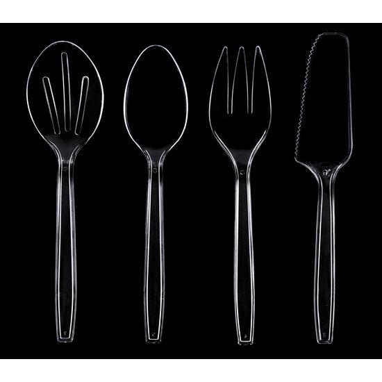Disposable Clear Plastic Serving Utensils Set Includes 6 Forks 6 Spoons