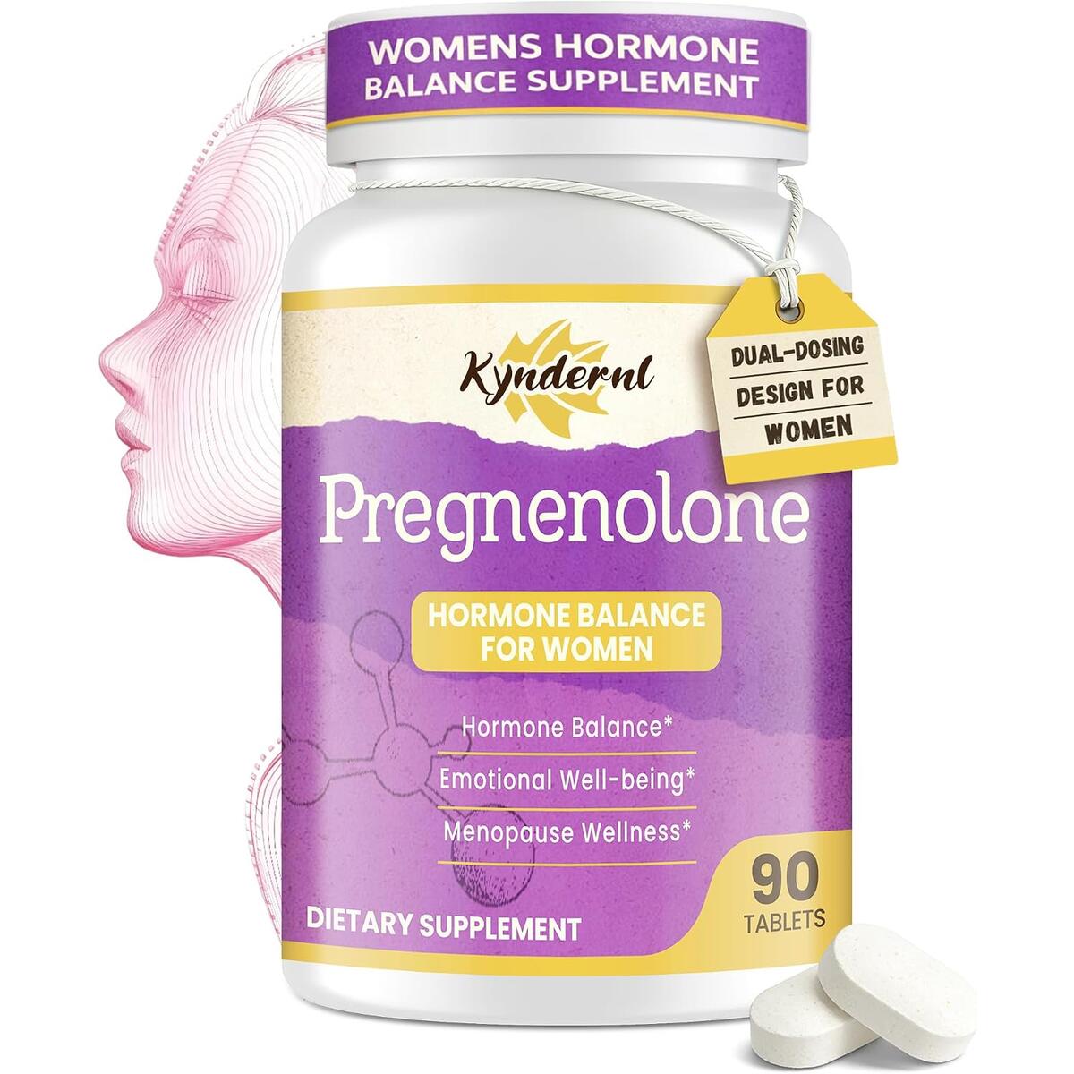 Pregnenolone for Women, Dual‑Dose 50mg /100mg, 90 Vegan Tablets Master Hormone Precursor, Pregnenolone Fuels Steroidal Hormone Production, Fostering Women&rsquo;s Hormone‑Wellness & Vitality
