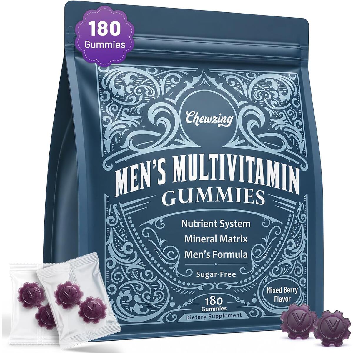 Men's Multivitamin Gummies, Omega-3, CoQ10 & B Complex, Lycopene, 180 Count