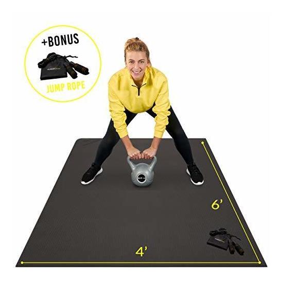 Premium Large Exercise Mat 6 X 4 X 7mm Ultra Durable Non Slip Rubber