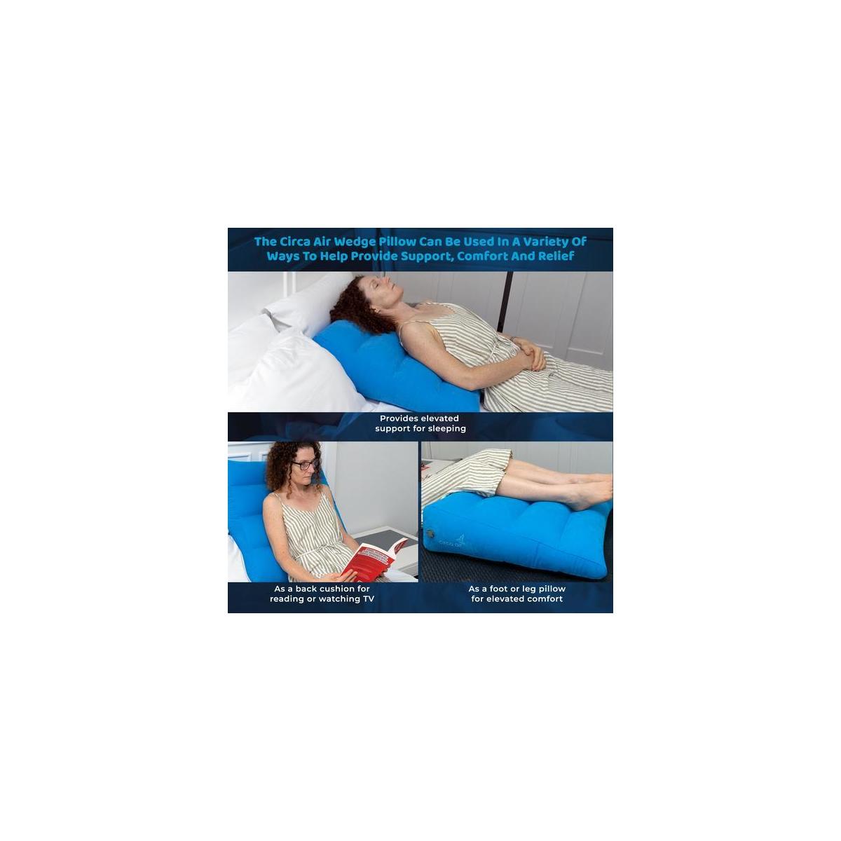 Circa Air Inflatable Wedge Pillow For Travel. Bed Wedge Easily Inflates