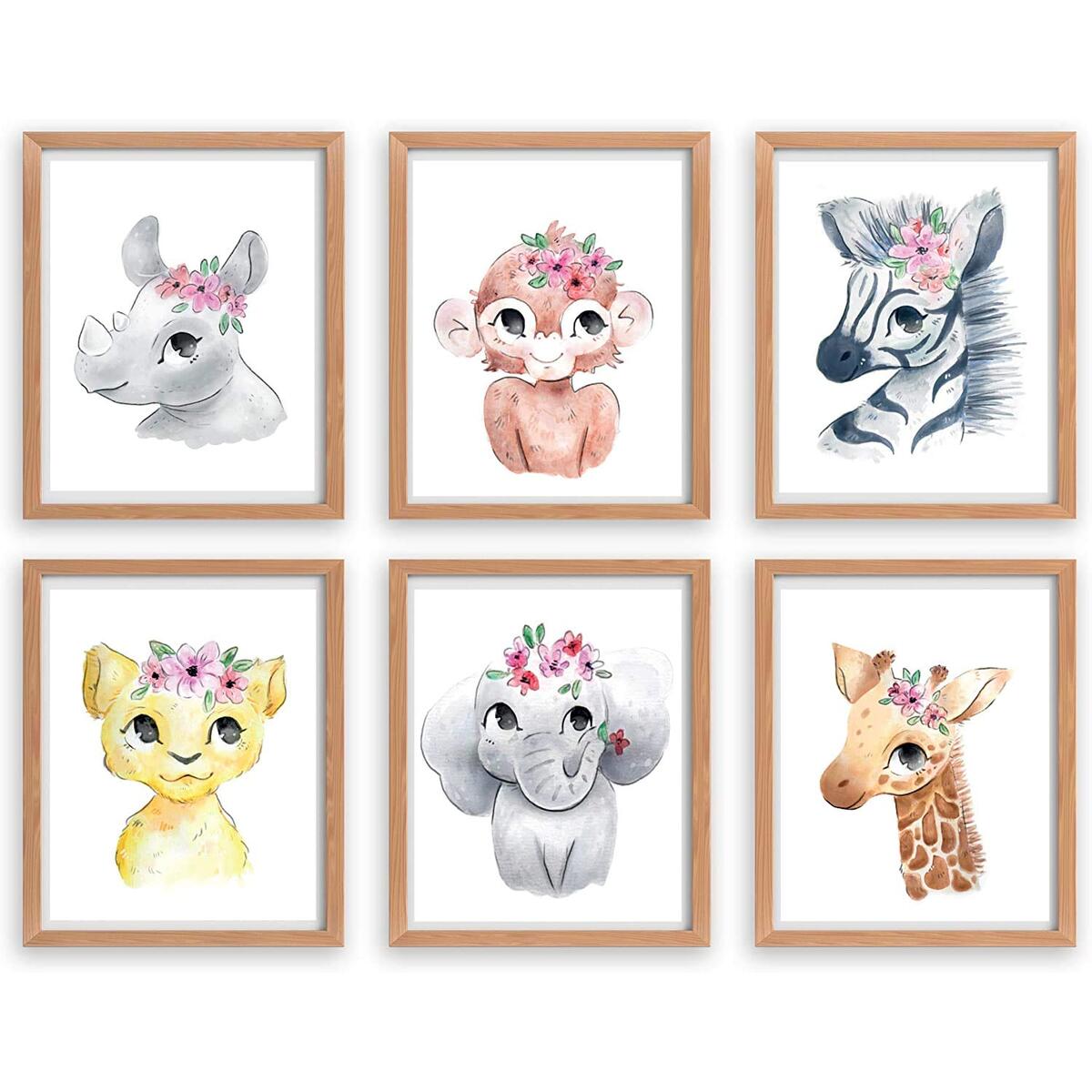 Safari Nursery Girls, Floral Nursery, Nursery prints, Nursery wall art posters