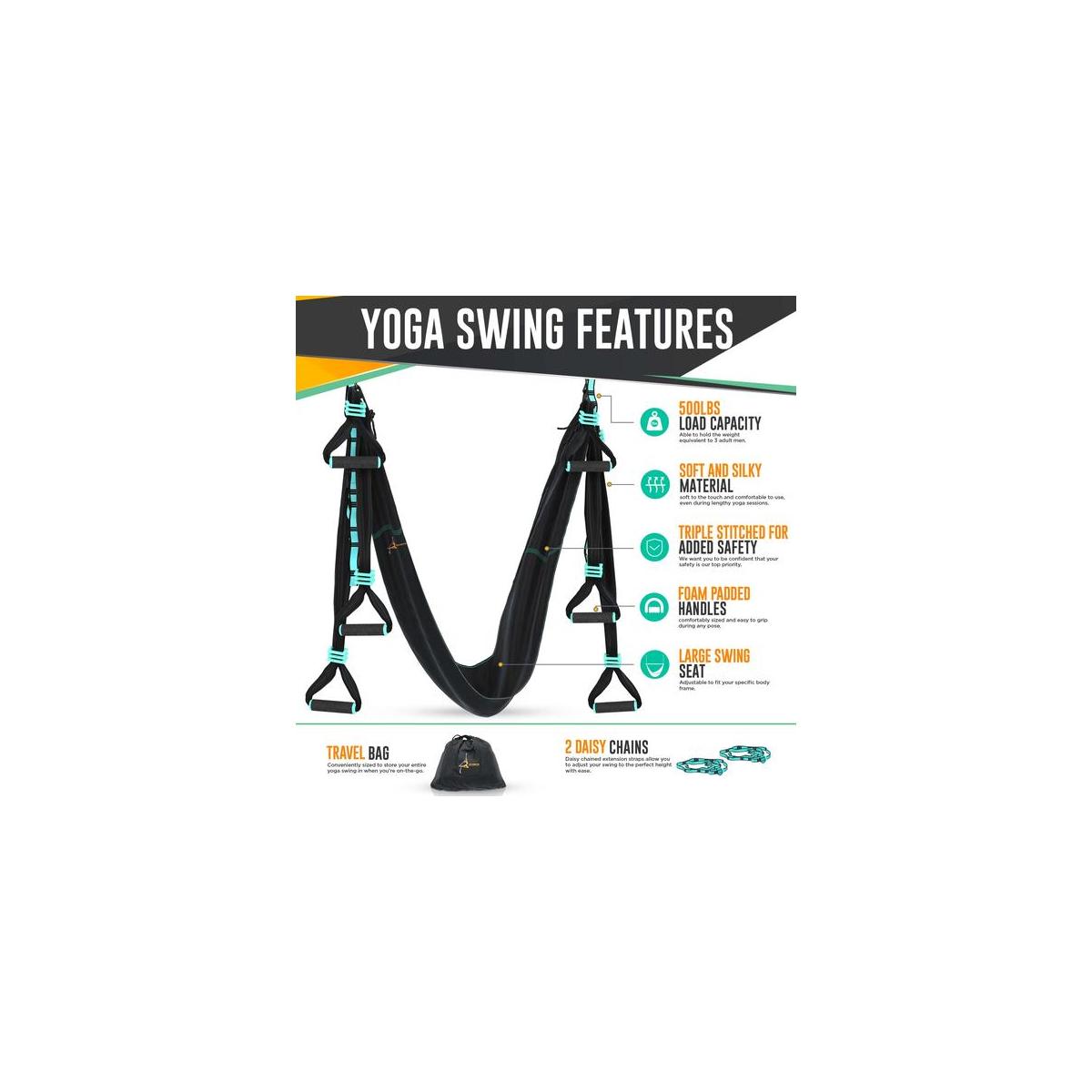 Yoga Trapeze Swing Strong Durable Antigravity Aerial Hammock Kit With Cashback - RebateKey