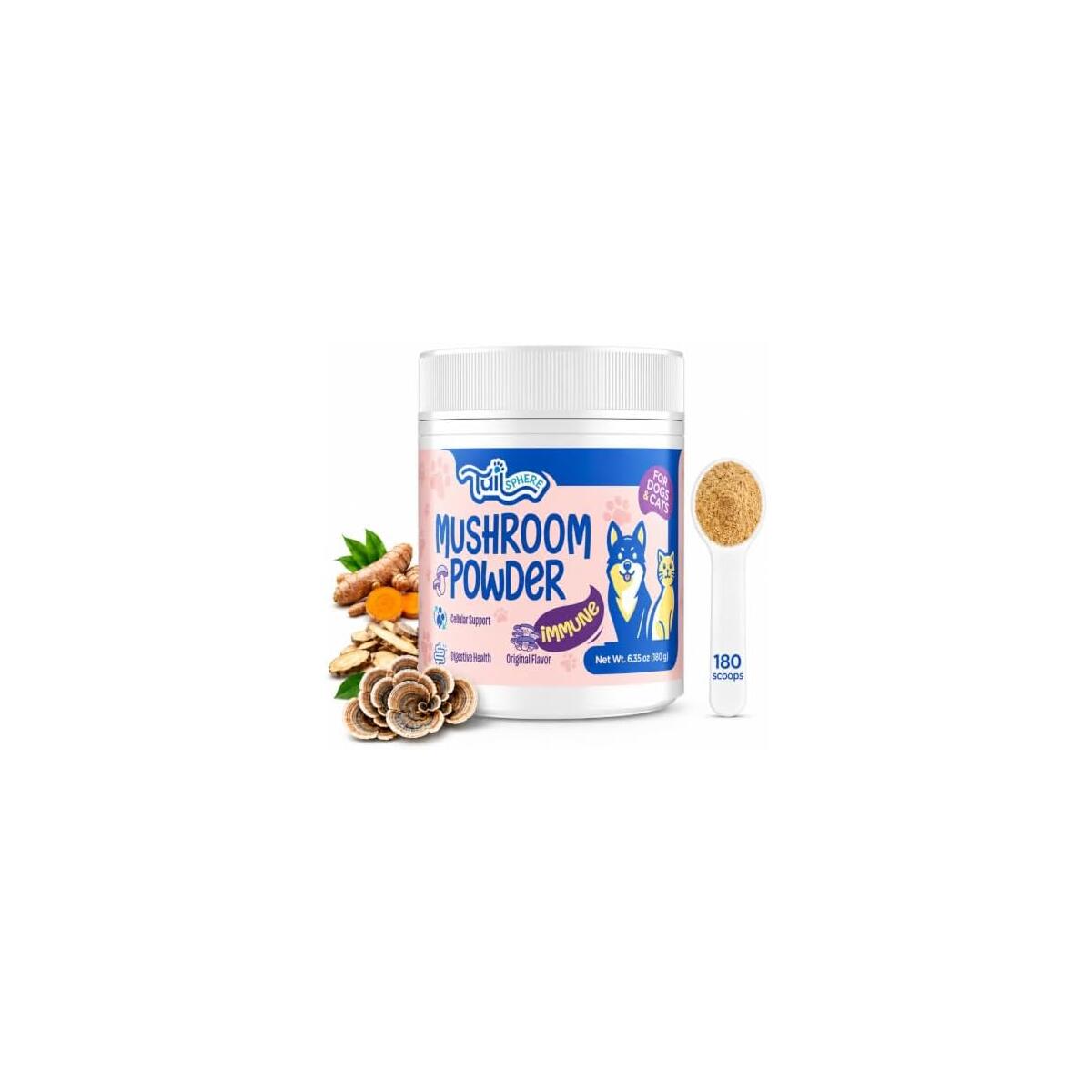 Turkey Tail Mushroom for Dogs & Cats, 14-in-1 Powder, Lumps & Bumps, 180g | Senior Pet Formula, Turkey Tail for dogs, Reishi, Lion&rsquo;s Mane, Chaga, Probiotics, Vitamins, Immune, Gut, Skin & Coat Support
