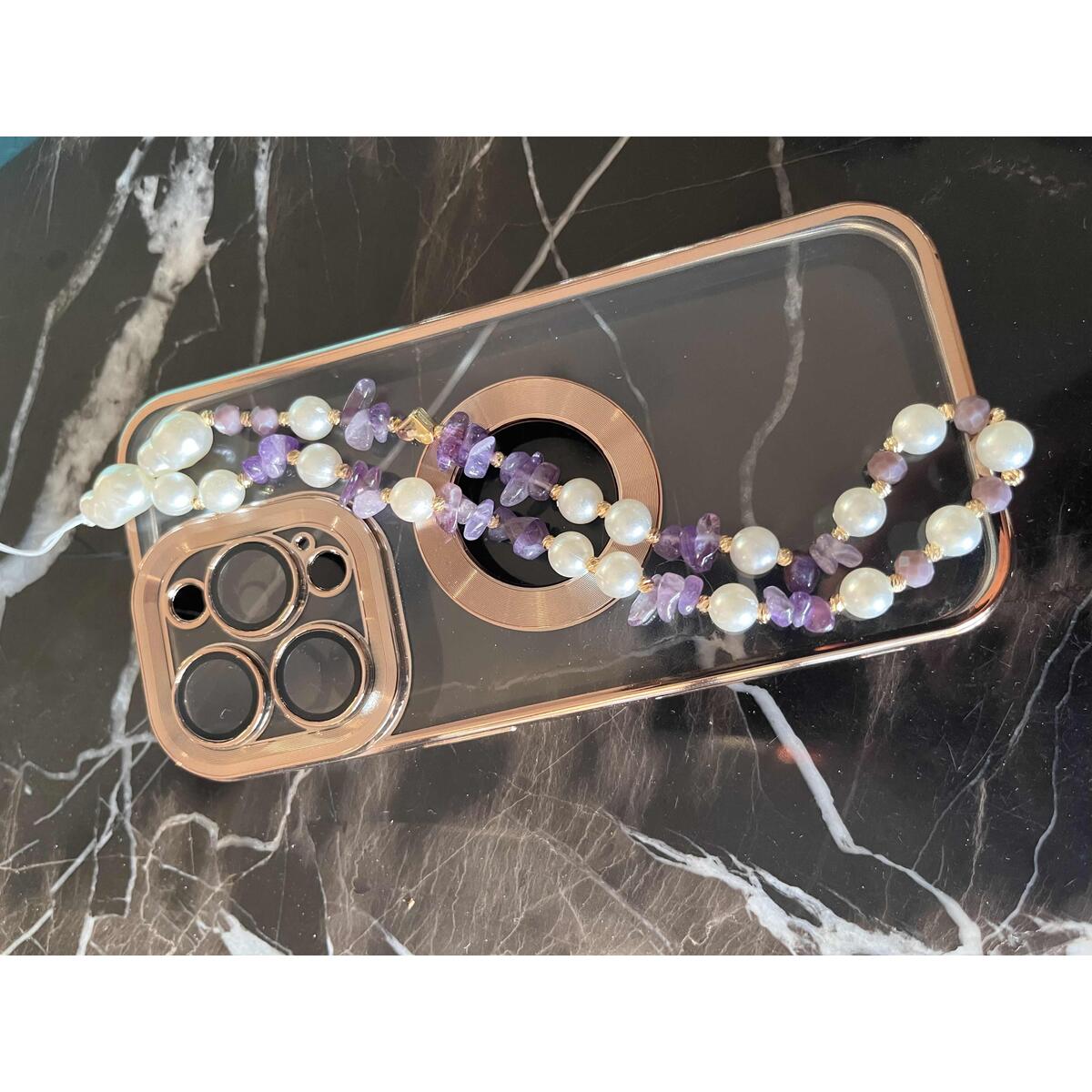 Personalized Gemstone Phone Charm Strap,Natural Quartz Beaded Phone Chain