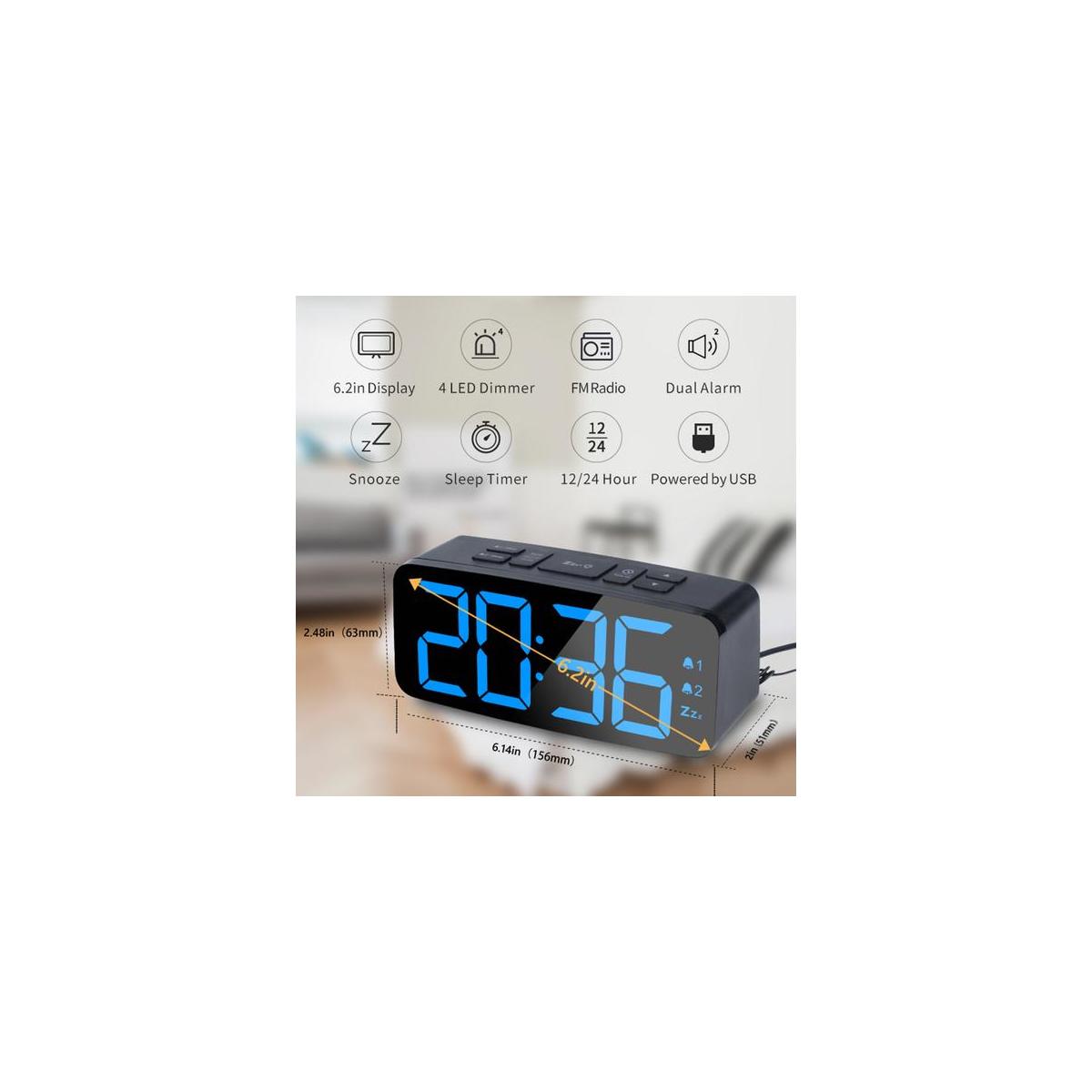 Pingko Digital Alarm Clock With Fm Radio Large Smart Led Display Snooze Rebates - RebateKey