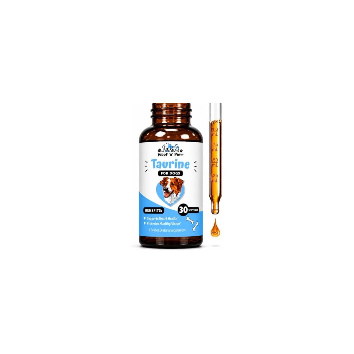 Taurine for Dogs - Taurine Supplement for Dogs - Supports Healthy Vision, Heart, Immune System, & Much More - Dog Heart Supplements - Dog Heart Health - 1 fl oz - Bacon Flavor