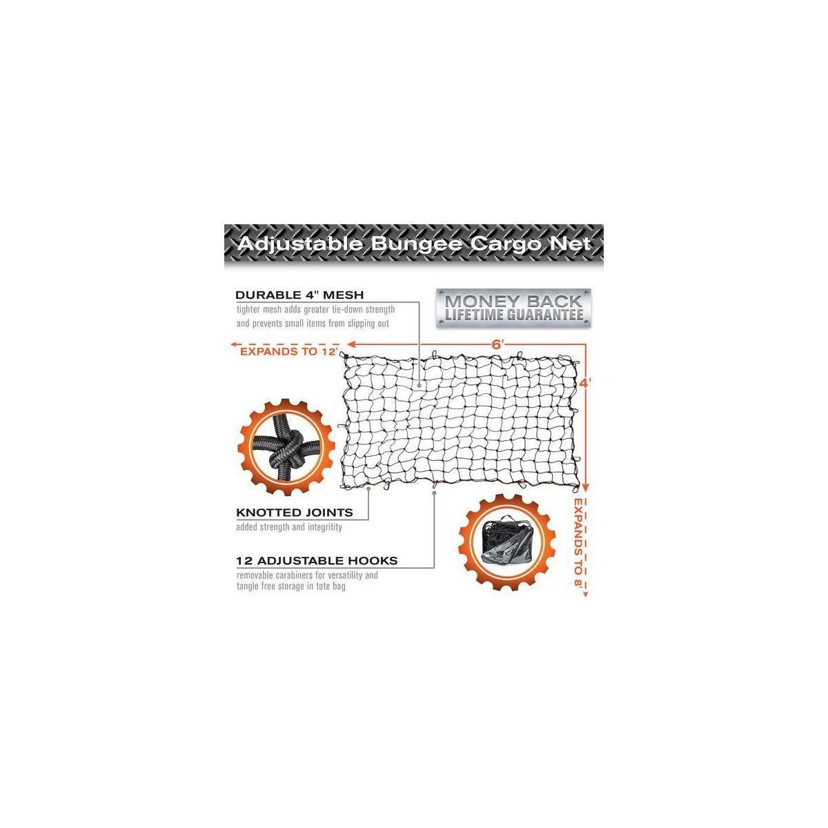 4x6 Bungee Cargo Net For Trucks And Trailers 12 Carabiners No Tangle1 Cashback Rebate - RebateKey