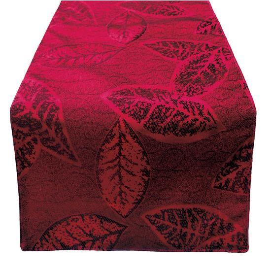 Olyphan Christmas Table Runner 108 Inches Rustic Leaf Burgundy Red