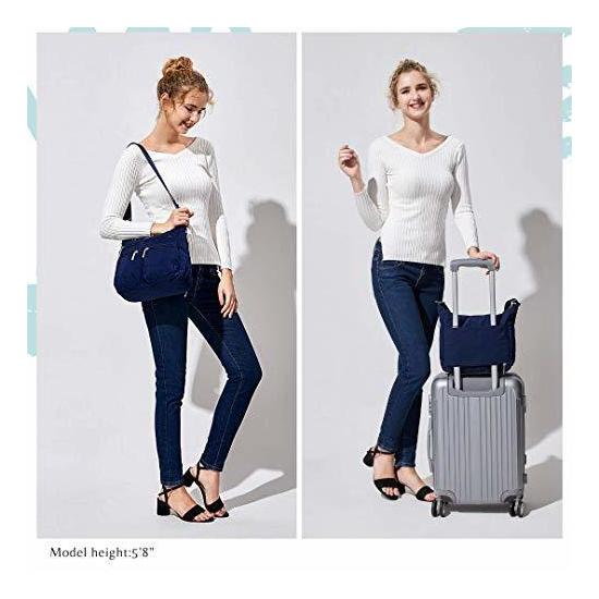 Nylon Travel Tote Crossbody Purse Shoulder Bag With Trolley Sleeve For