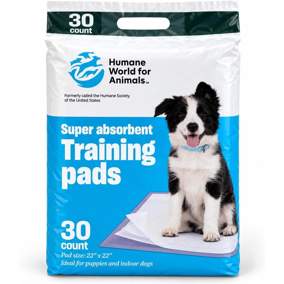 Humane World for Animals Puppy & Dog Pee Pads, 30ct, 22x22, Quick-Dry