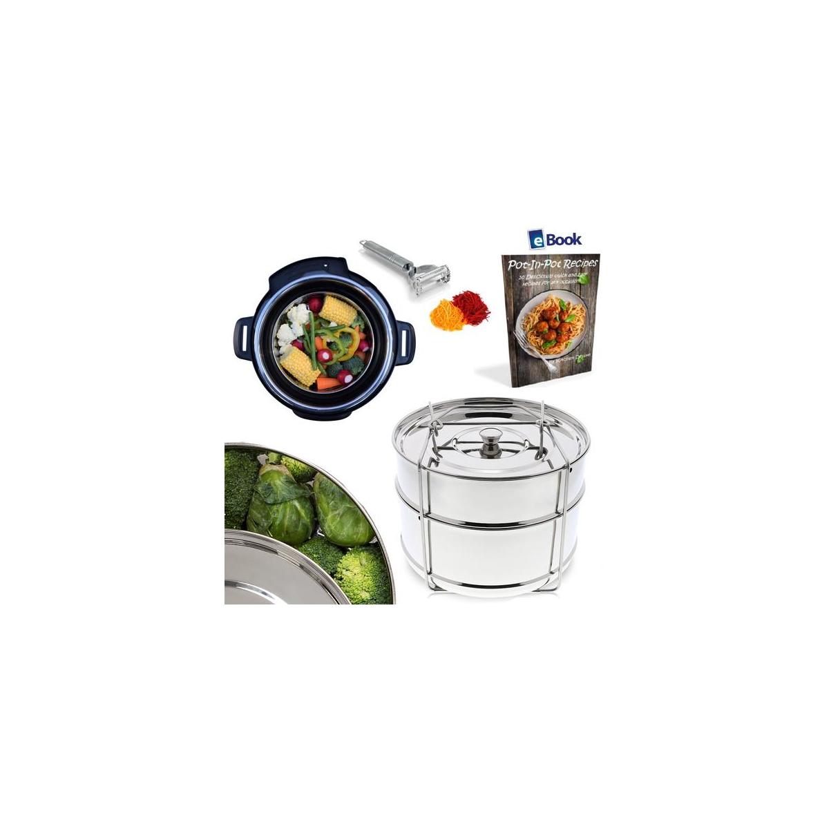 Instant Pot Stackable Insert Pans - 3 Tier Stainless Steel Steamer For 6 & 8 Quart