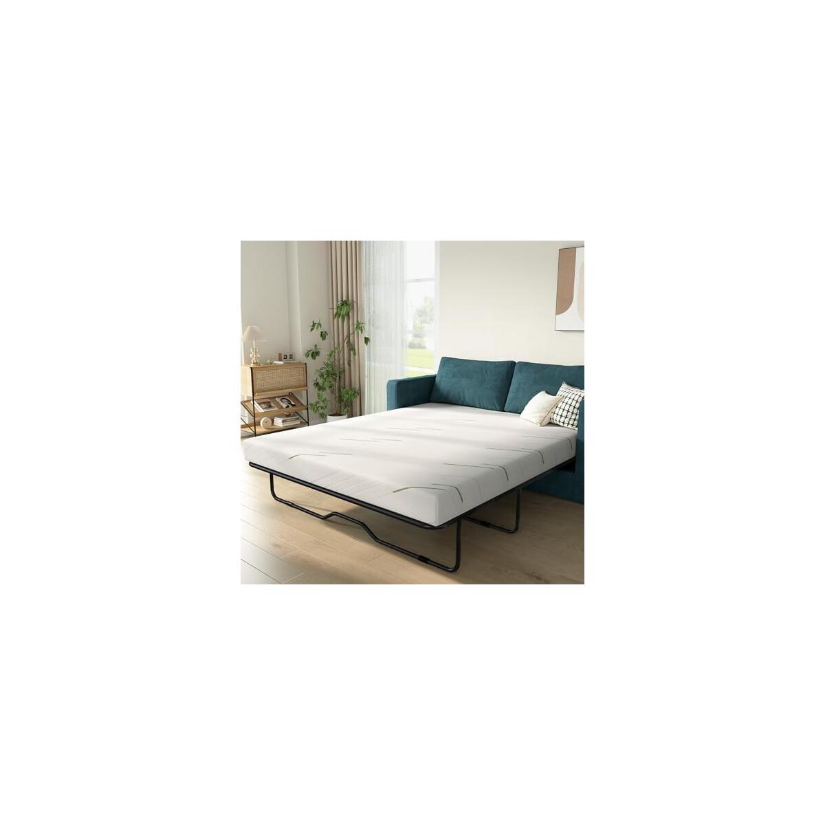 4 Inch Full Size Sleeper Sofa Mattress for Couch,Ultra Soft Removable Cover, Replace Pull Out Sofa Bed Mattress,Non-Slip Bottom, Supportive Seat Pad for RV, Bed, Dorm 53 * 72 * 4 in.