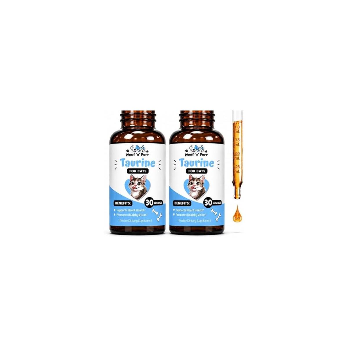 Taurine for Cats - Taurine Supplement for Cats - Supports Healthy Vision, Heart, Immune System, & Much More - Cat Heart Supplement - 1 fl oz - Roast Chicken Flavor - 2 Pack