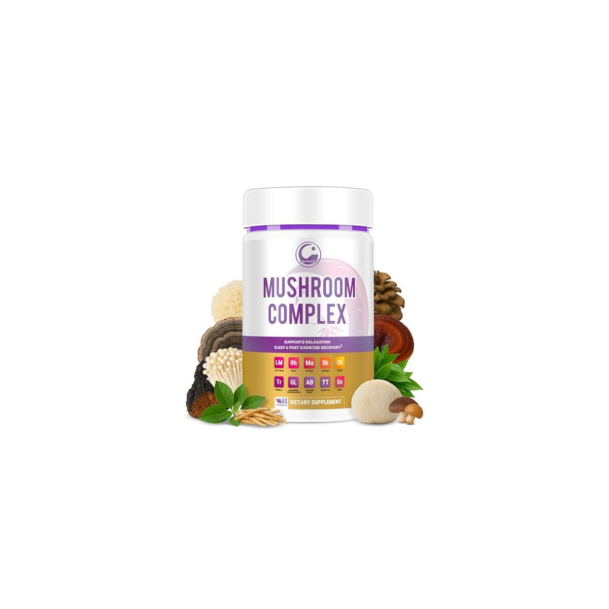 Mushroom Complex | Second in the search results, make sure you buy the right product  with Lions Mane, Reishi Mushroom, Turkey Tail, Chaga, Ashwagandha, L-Theanine, Vitamins & Minerals – Adaptogenic Mushrooms for Relaxation & Sleep – 60 Capsules