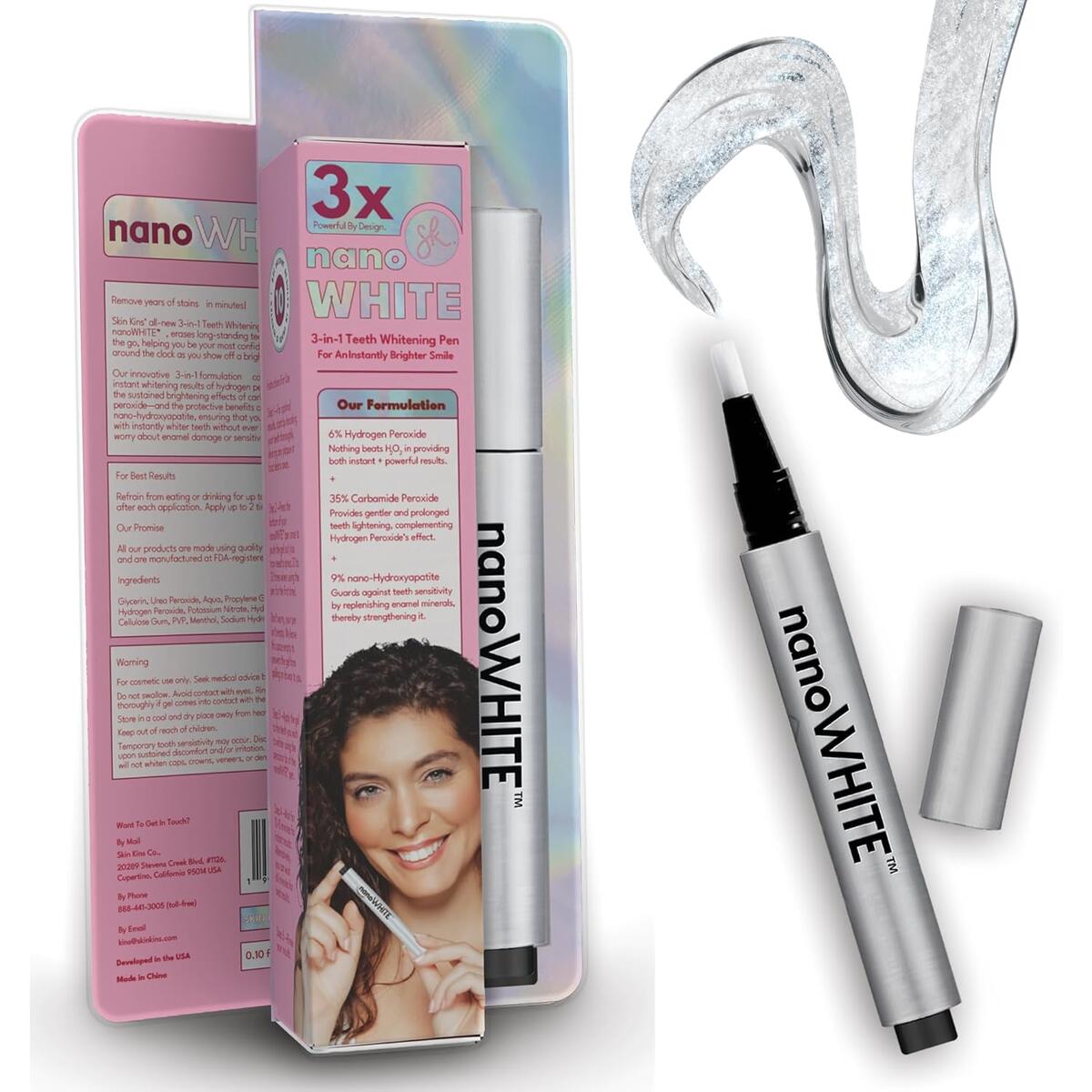 3-in-1 Professional Teeth Whitening Pen | Enamel Repairing Tooth Whitener with Nano-Hydroxyapatite & Dual Peroxide Gel | Instant Results & Zero Sensitivity | 30+ Uses