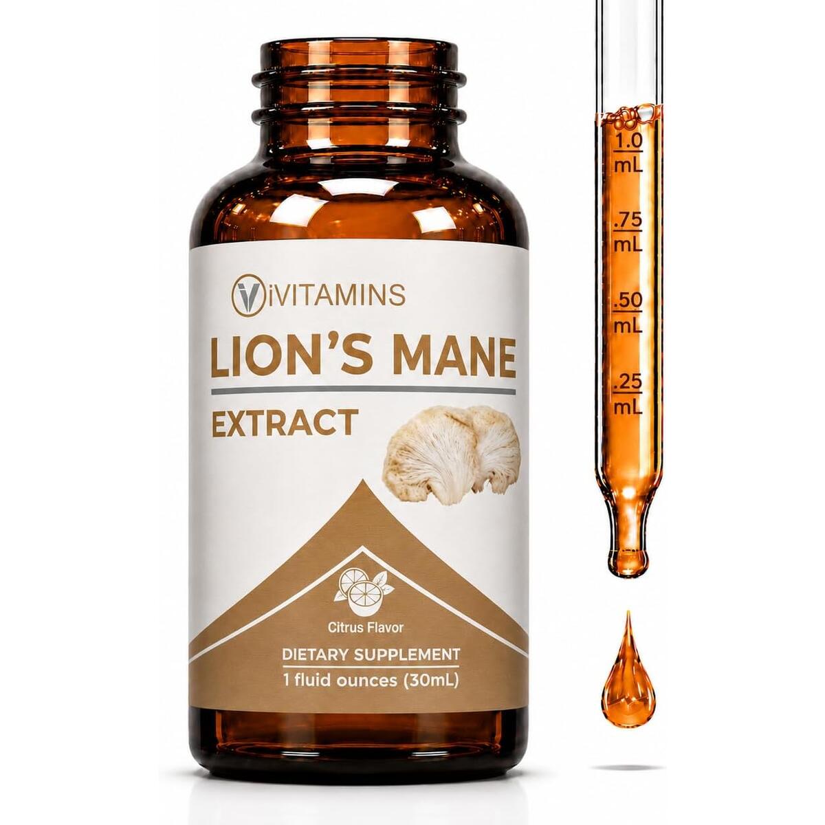 Lions Mane Liquid - Lion&rsquo;s Mane Tincture for Memory, Focus & Clarity - Lions Mane Supplement - Lions Mane - Lion Mane Mushroom Supplement - Nootropics Brain Support Supplement - (1 Pack)
