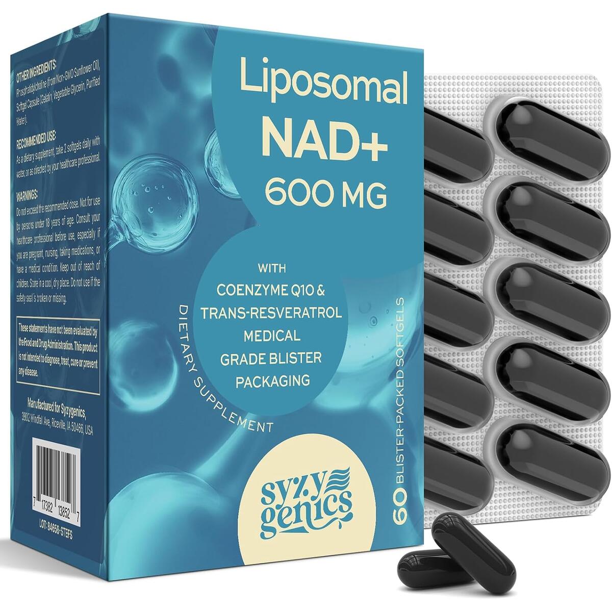 NAD+ Supplement with Resveratrol & CoQ10, 60 Softgels