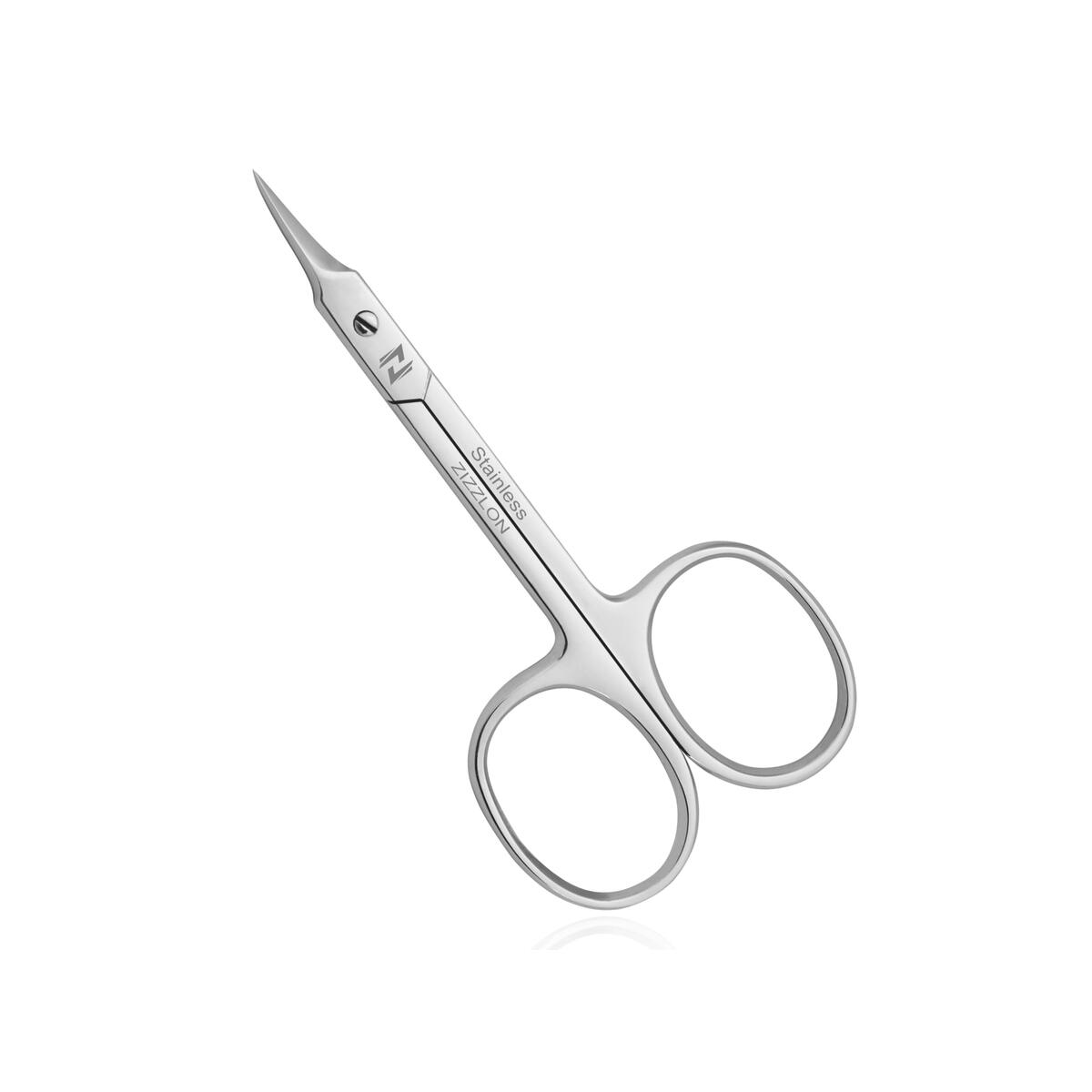 ZIZZLON Cuticle Scissors Professional Extra Fine Curved Pointed Tip - Stainless Steel Grooming Scissors for Eyebrows, Beard, Nose Hair, Eyelash, Mustache, Dry Skin - Manicure Scissors