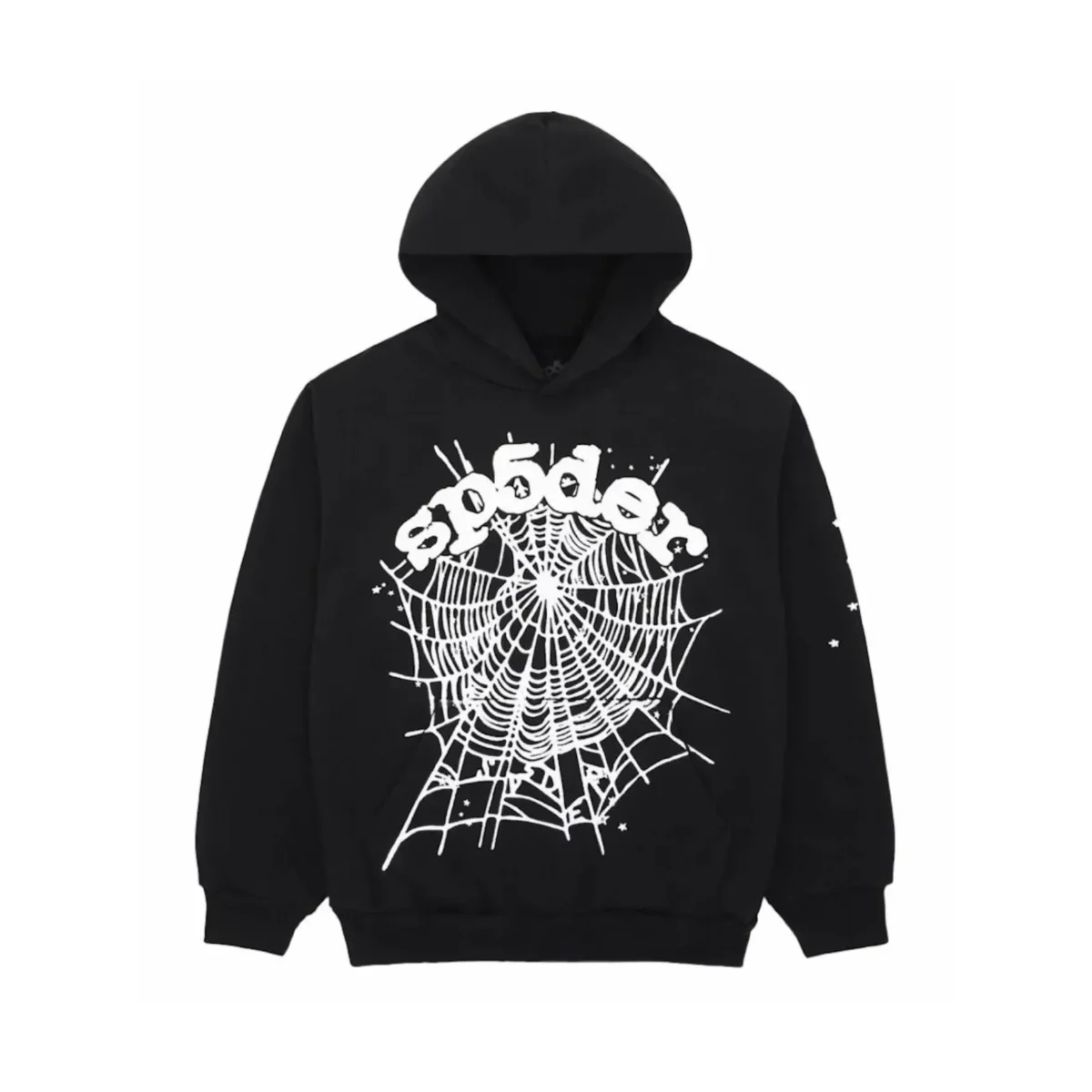 Black Web Graphic Pullover Hoodie
