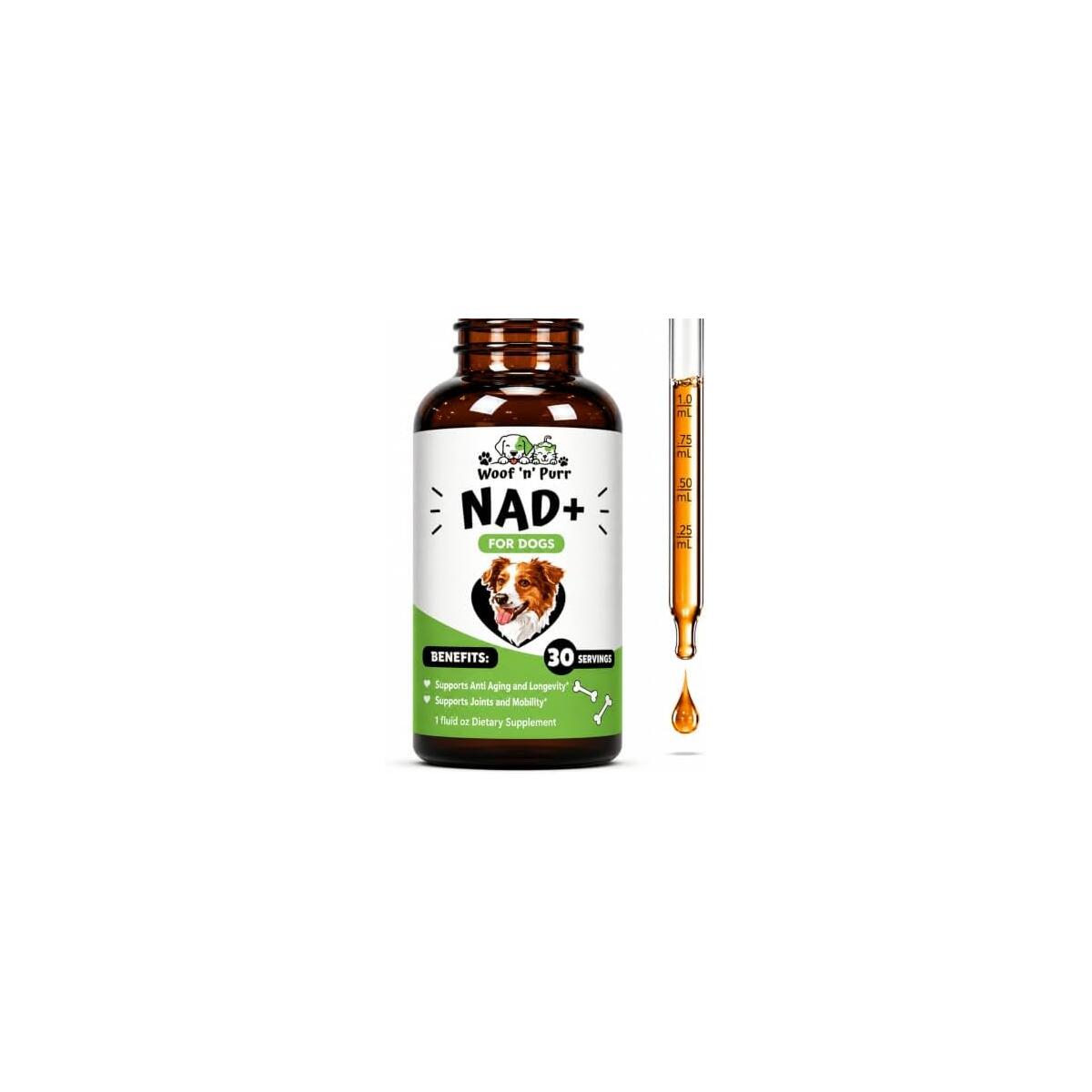NAD+ for Dogs - NAD for Dogs - Supports Longevity, Cellular Energy, Cognitive Health & Much More - Dog NAD - Senior Dog Supplements - 1 fl oz - Bacon Flavor