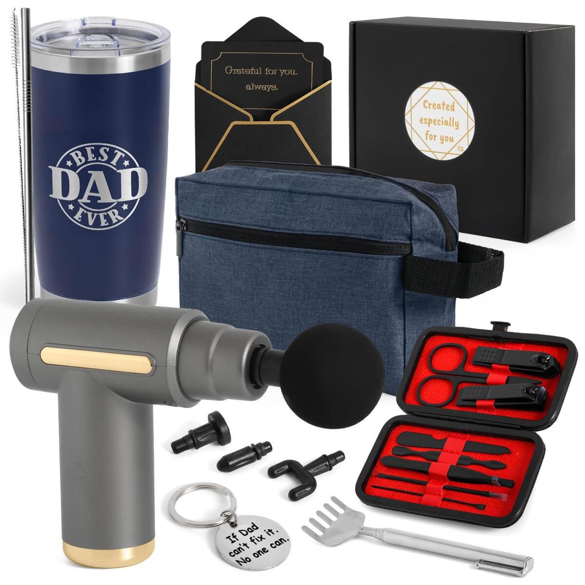 Fairly Dunn Luxury Men's Gift Set with Massage Gun and 20oz Tumbler 7-Piece Birthday and Father's Day Gift (No additional discounts/rebates can be used)