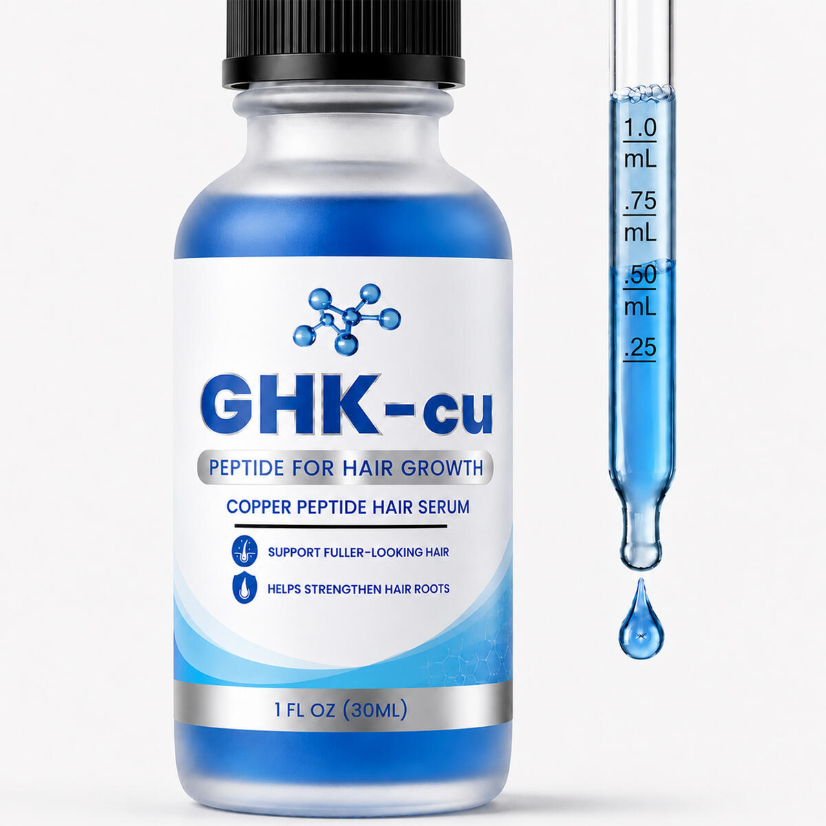 GHK-cu Copper Peptides for Hair Growth - ghk-cu peptide hair - ghkcu serum - Hyaluronic acid for hair Growth - Caffeine Serum - 1 fl oz
