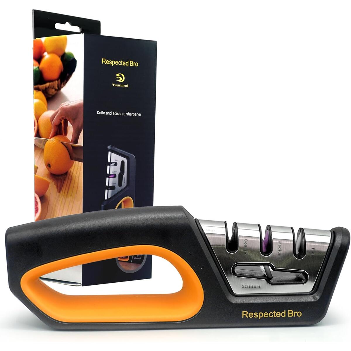 4-in-1 Knife and Scissors Sharpener, Premium Kitchen Knife Sharpener Tool, Help Prepare Restore & Polish Blades, Comfort & Ergonomic Handles For Easy-To-Use