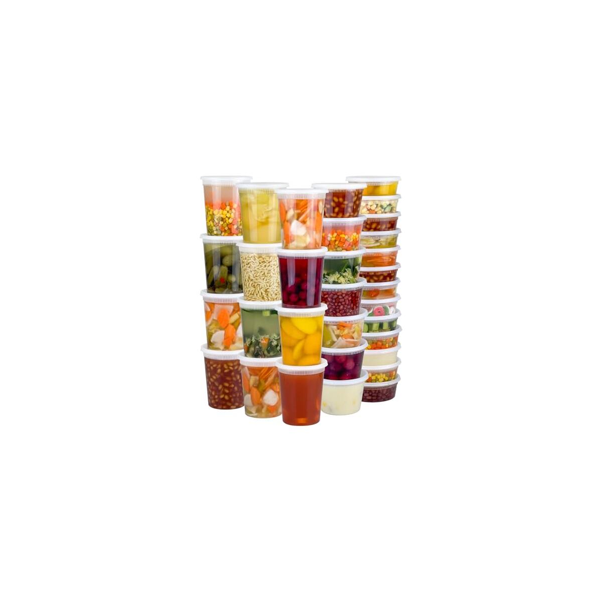 60 Sets (120-Piece) Deli Containers with Lids, 32/16/8 oz X 20 Set Each, Leak-Proof & BPA Free Airtight Takeout Plastic Food Storage Containers for Soup, Freezer/Microwave/Dishwasher Safe