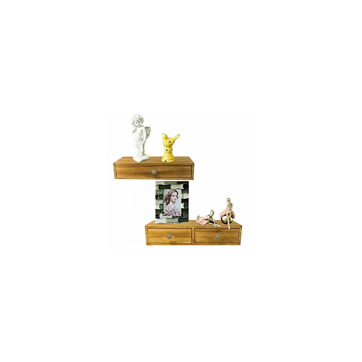 Solid Wood Floating Shelves With Drawers Multi Purpose Storage Display For Rebate - RebateKey