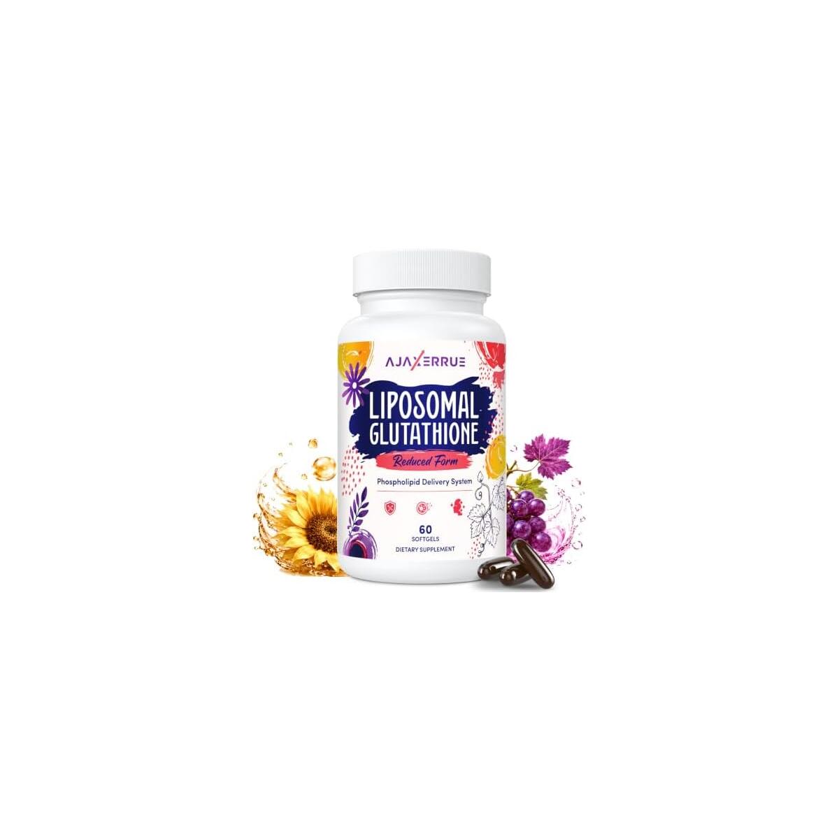 1300 mg Liposomal Glutathione, Pure Reduced L-Glutathione, 60 Softgels | Liposomal Delivery System, Amino Acid Support Blend, Antioxidant, Skin Hydration Support*, Cellular Wellness, Easy to Swallow