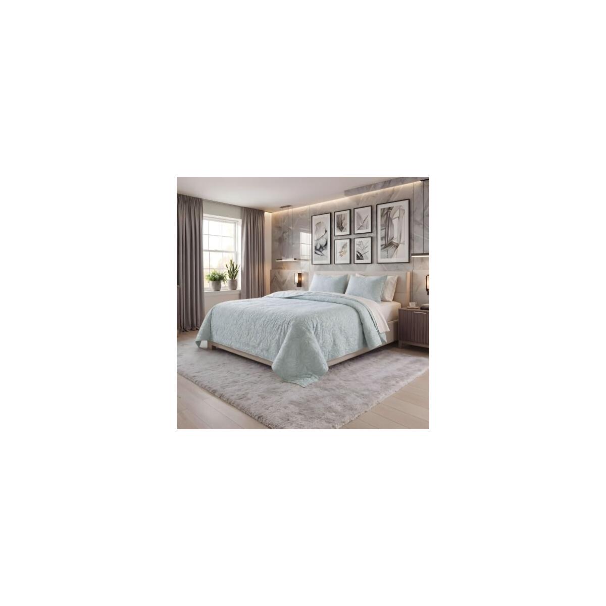 3 Piece Pinsonic Quilt Set &ndash; Lightweight Microfiber Bedspread Coverlet with Pillow Shams, Soft All Season Quilted Bedding Set