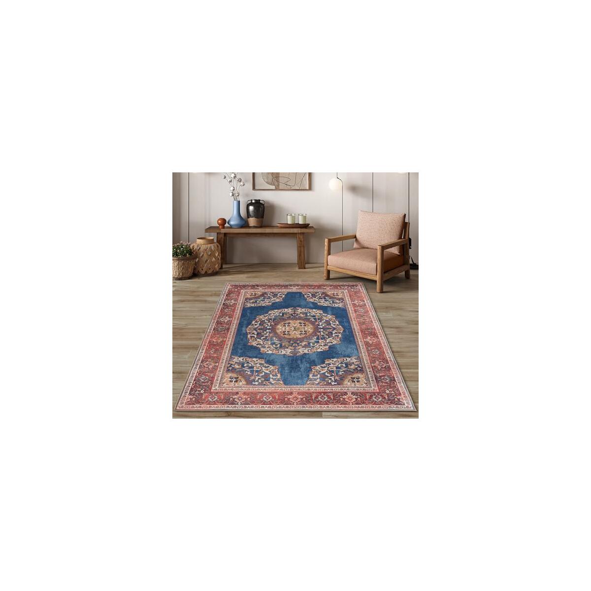 Navy Blue Brick Oushak Large Area Rug 8x10 Cashback Rebate - RebateKey