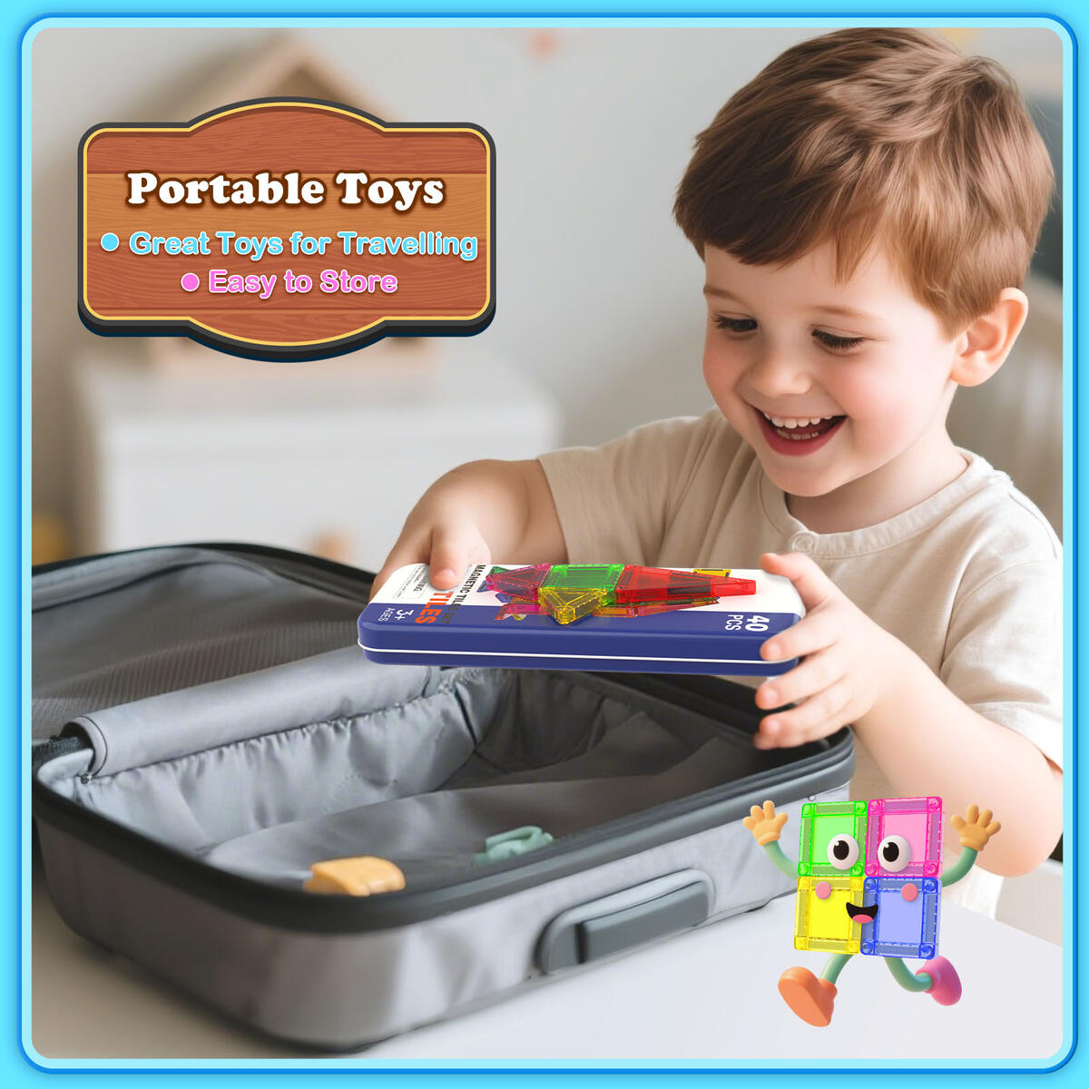 40pcs Travel Magnetic Tiles Travel Set For Kids Cash Back - RebateKey
