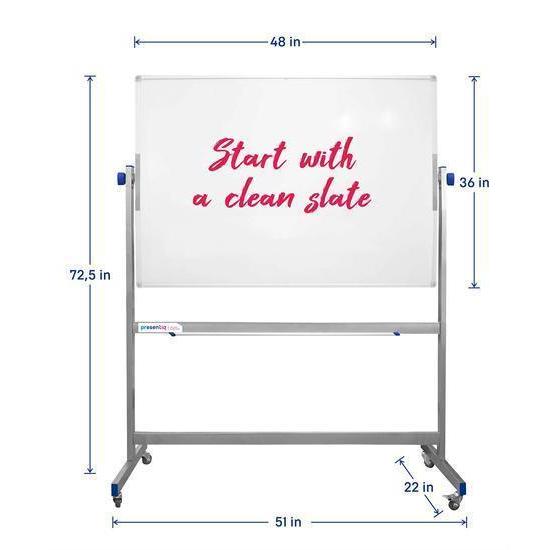 Mobile Whiteboard Large Double Sided Dry Erase White Board 48 X 36