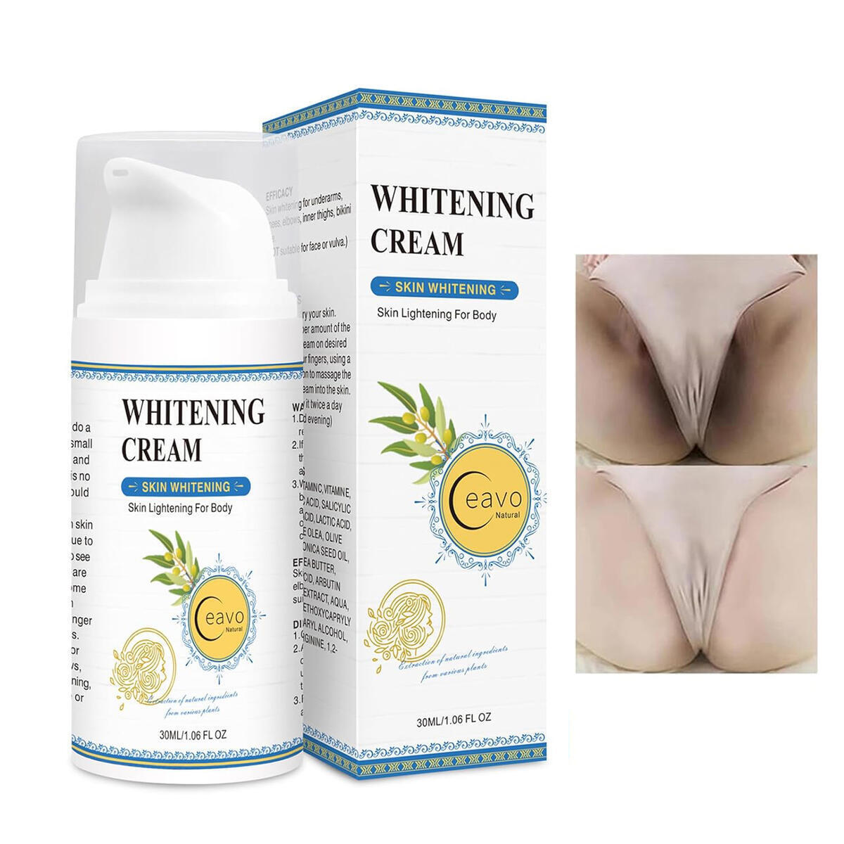 Skin Bleaching Cream for Intimate Areas & Body, Vitamin C Whitening for Underarms, Knees, Elbows, Inner Thighs, Bikini Line – Sensitive Skin Whitening Lightening Cream for Women